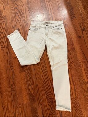 Joe's Jeans White Jeans with Contrast Gold Stitching